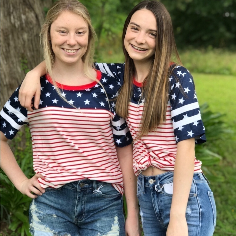 Flag Stars And Stripes T-Shirt Top Size Women Size Small